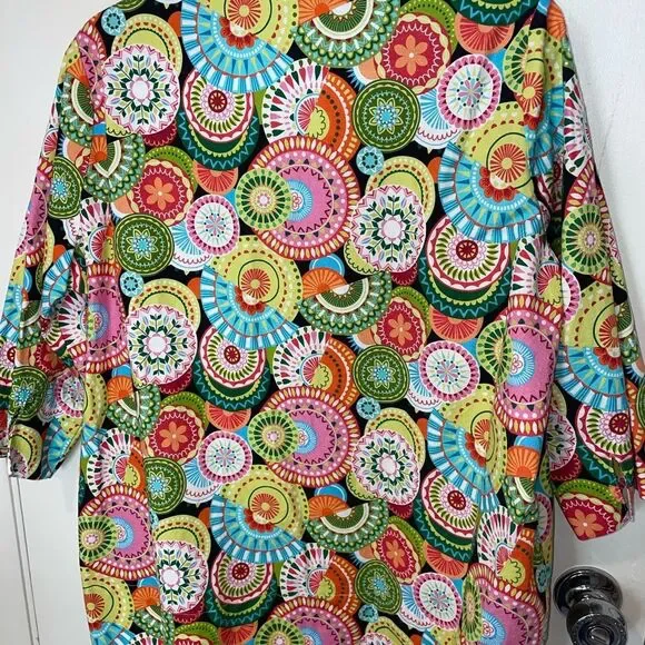 Coco Jase multicolor psychadelic blouse top boho sz 3XL floral abstract bright - Picture 5 of 7
